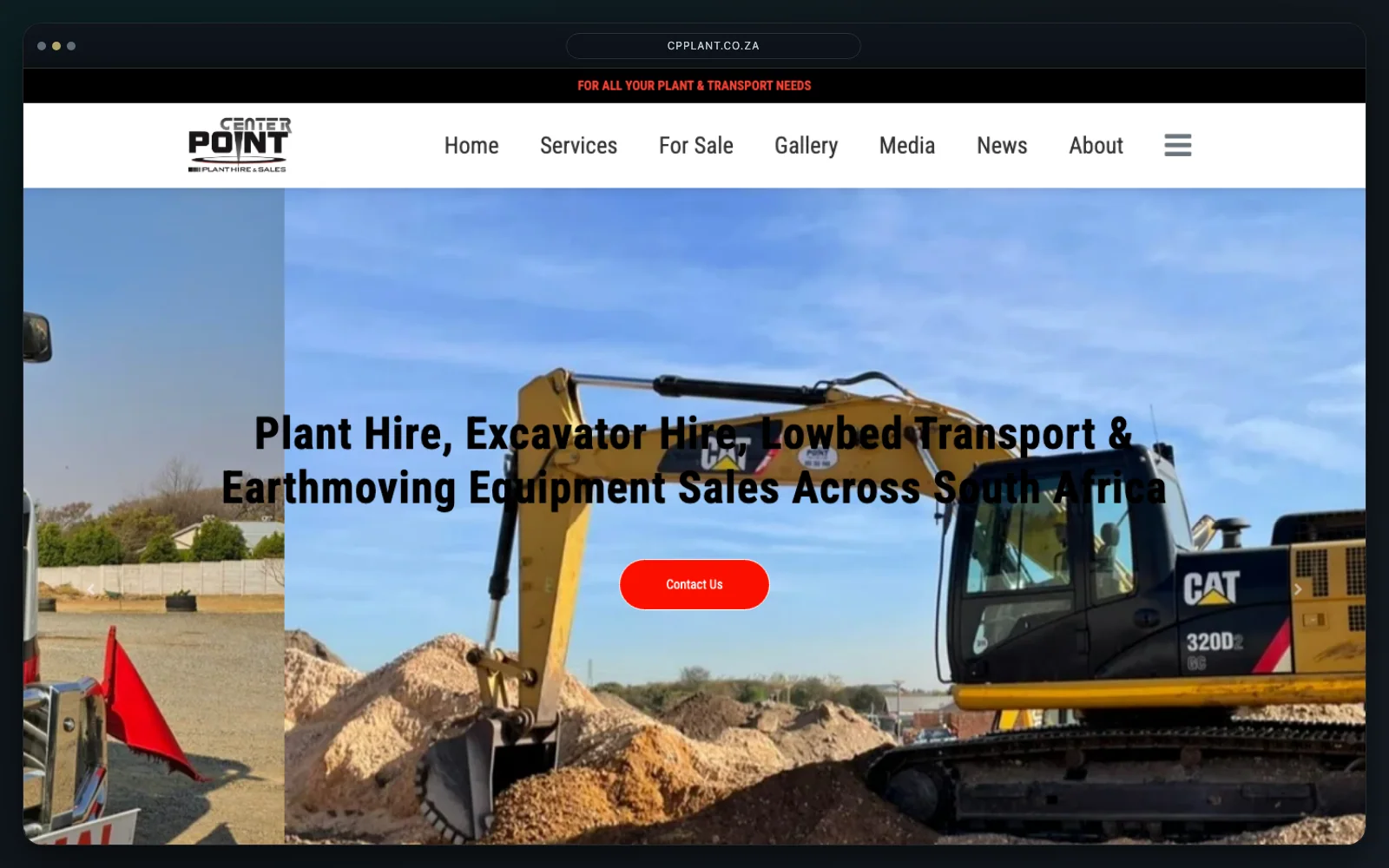 Center Point Plant Hire website and operations platform mockup